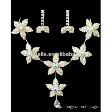 New Fashion Floral Crystal Bridal Wedding Jewelry Sets Women Luxury Necklace Earrings for Party Dress